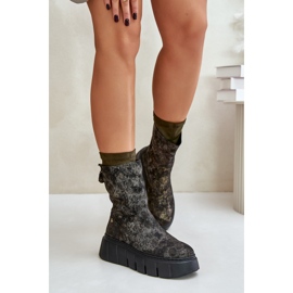 Botas de mujer de cuero con plataforma enorme Maciejka 06766-09 Caqui verde 3