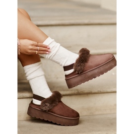 Pantuflas Mujer Plataforma Con Pelo, Marrón Linaris 6