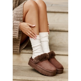 Pantuflas Mujer Plataforma Con Pelo, Marrón Linaris 5