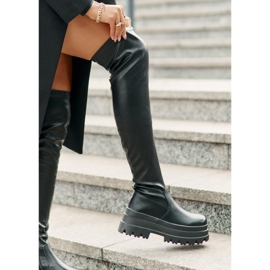 Botas por encima de la rodilla con plataforma enorme, negras de Zinera negro 6