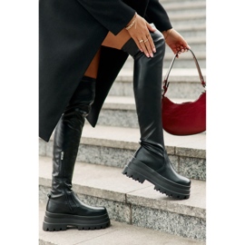 Botas por encima de la rodilla con plataforma enorme, negras de Zinera negro 3