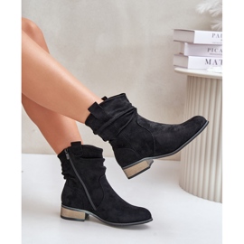 Botines aislantes con tacón bajo fruncido, Negro Elletinnia 10