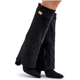 Botas negras de tacón alto con aislamiento y parte superior vuelta hacia arriba Urelli negro 8
