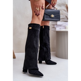 Botas negras de tacón alto con aislamiento y parte superior vuelta hacia arriba Urelli negro 1 Botas negras de tacón alto con aislamiento y parte superior vuelta hacia arriba Urelli negro 1