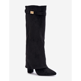 Botas negras de tacón alto con aislamiento y parte superior vuelta hacia arriba Urelli negro 3