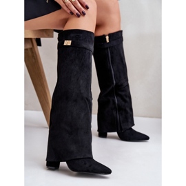 Botas negras de tacón alto con aislamiento y parte superior vuelta hacia arriba Urelli negro 6