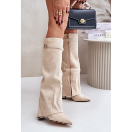 Botas de tacón alto con aislamiento en beige claro y parte superior con vuelta de Urelli 1