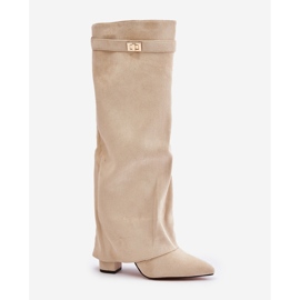Botas de tacón alto con aislamiento en beige claro y parte superior con vuelta de Urelli 3