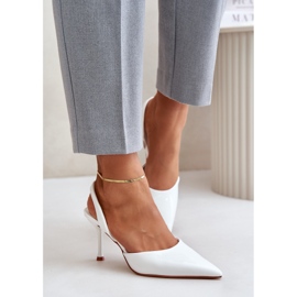 Stilettos de charol blanco con tacón abierto Emmizola 4