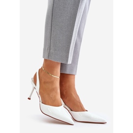 Stilettos de charol blanco con tacón abierto Emmizola 1