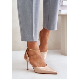 Tacones de charol con tacón abierto, Beige Emmizola 7
