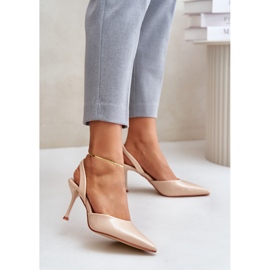 Tacones de charol con tacón abierto, Beige Emmizola 3