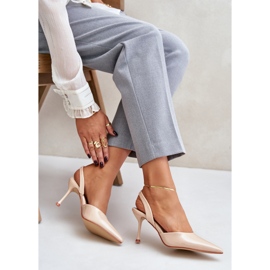 Tacones de charol con tacón abierto, Beige Emmizola 8