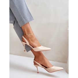 Tacones de charol con tacón abierto, Beige Emmizola 9