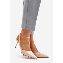 Tacones de charol con tacón abierto, Beige Emmizola 1