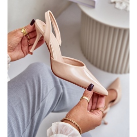 Tacones de charol con tacón abierto, Beige Emmizola 2