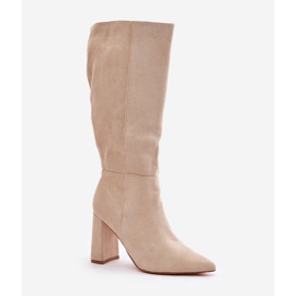 Botas de tacón por encima de la rodilla, beige claro Lannetea 3