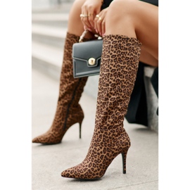Botas marrones de tacón alto de leopardo Reanwenna marrón 8