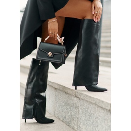 Botas aislantes de tacón alto con parte superior vuelta, Negro Tamonia 9