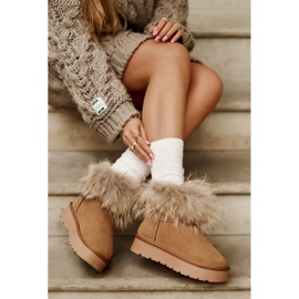 Botas de nieve con plataforma de piel y pelo Avirisa color camel marrón 6