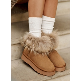 Botas de nieve con plataforma de piel y pelo Avirisa color camel marrón 8
