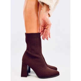 Botas calcetín tacón Krystal Brown marrón 4
