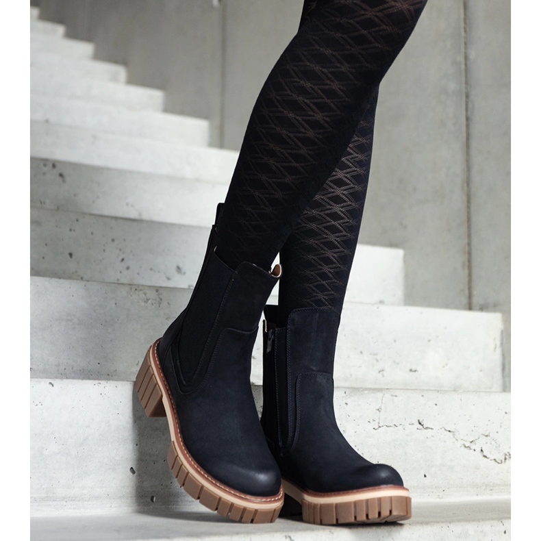 Botas de plataforma masivas negras con abrasiones de Sholla negro 1 Botas de plataforma masivas negras con abrasiones de Sholla negro 1