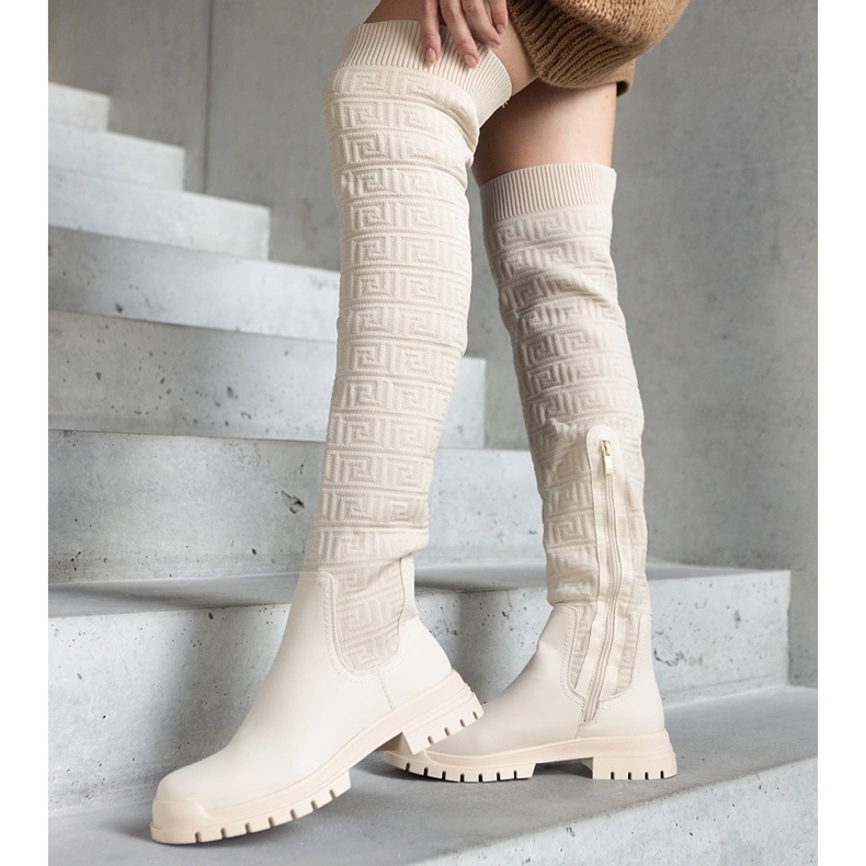Botas de tela beige con acabado mate Scarlett 1