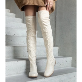 Botas largas de plataforma beige confeccionadas en ante ecológico Hallora 2