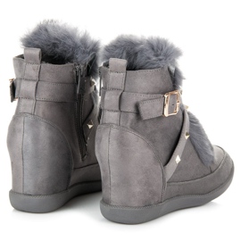 Kylie Zapatillas con piel gris 3
