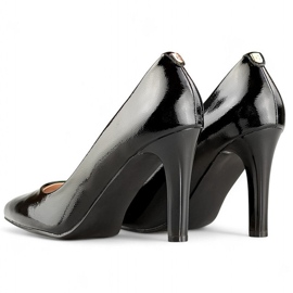 Zapatos de salón de mujer charol negro con tacón cómodo, elegantes zapatos de mujer negros 1
