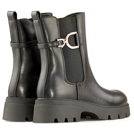 Botas de invierno de mujer trabajadora negras con suela gruesa, botines negros con cremallera 4