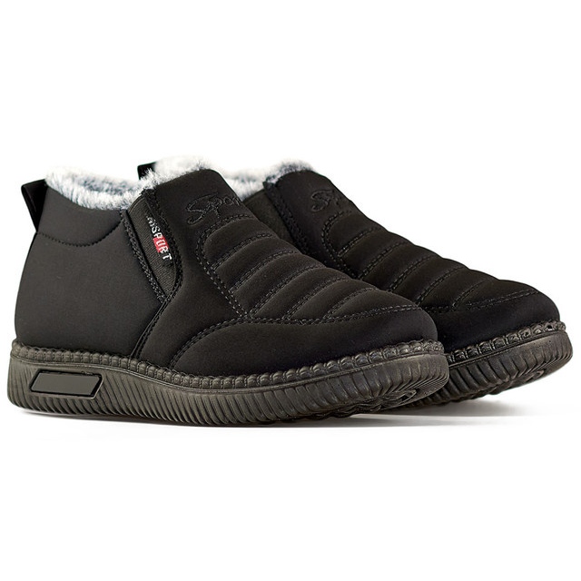 Botas de nieve de invierno bajas, negras y con aislamiento, botines de mujer negro 1