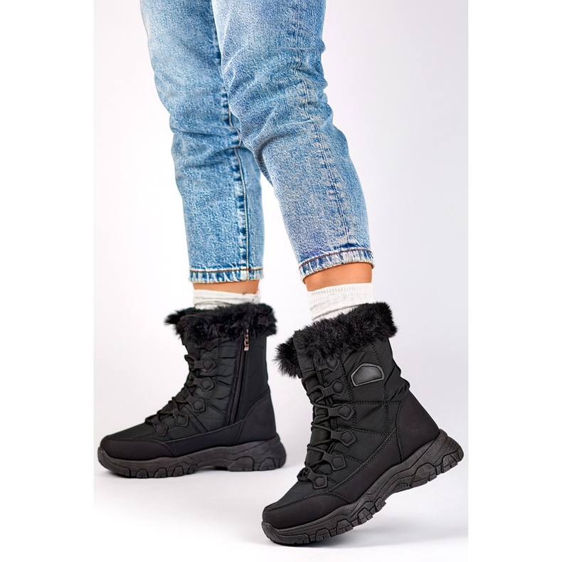 Botas de nieve altas y aisladas, calzado deportivo de invierno para mujer, con aislamiento grueso negro 1