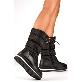 Botas altas para la nieve negras, botas de invierno aislantes para mujer con cordón negro 4