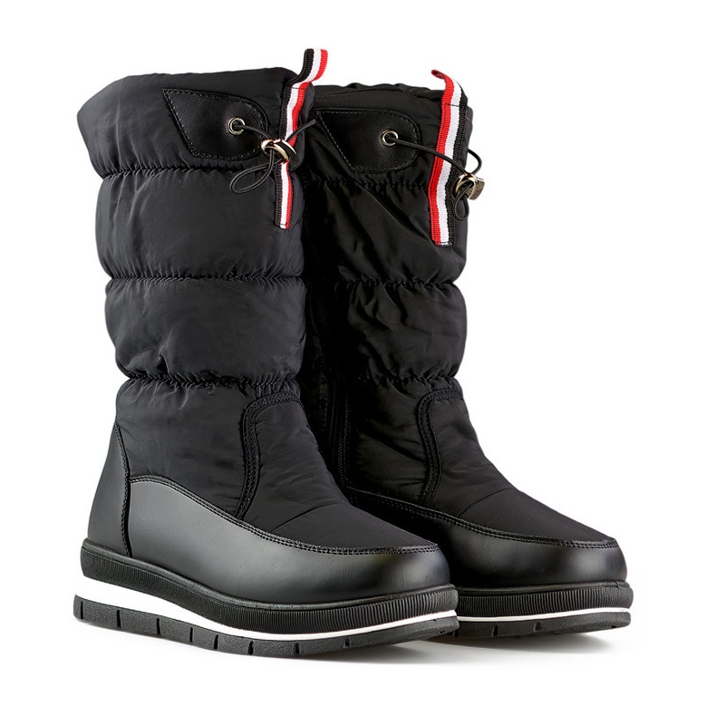 Botas altas para la nieve negras, botas de invierno aislantes para mujer con cordón negro 1