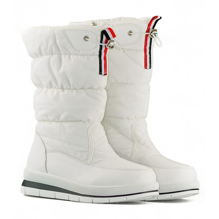 Botas altas de nieve blancas para mujer, botas de invierno aisladas con cordón blanco 1