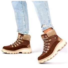 Botas de trekking marrones, botas de invierno con aislamiento y cordones. marrón 3