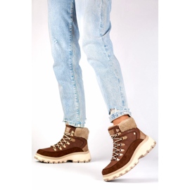 Botas de trekking marrones, botas de invierno con aislamiento y cordones. marrón 2
