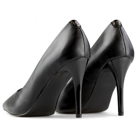 Tacones clásicos de mujer negros con plantilla de piel. 4