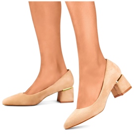 Salón tacón bajo ante beige, zapatos cómodos de mujer beige 2 Salón tacón bajo ante beige, zapatos cómodos de mujer beige 2