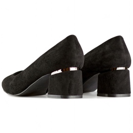 Salón tacón bajo ante negro, zapatos cómodos de mujer 4