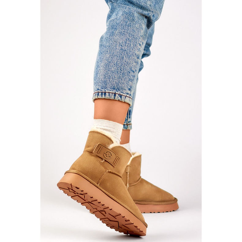 Botas de nieve para mujer de piel natural, botas aislantes para mujer, zapatos de invierno beige 1