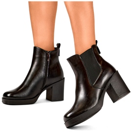 Botines negros de mujer, botines negros clásicos fabricados en piel ecológica, zapatos de invierno con aislamiento 2