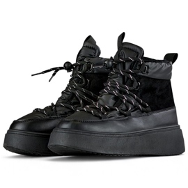 Botas de nieve negras con puño, botas de invierno aislantes para mujer con suela gruesa negro 1