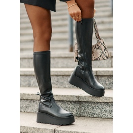 Botas Por Encima De La Rodilla De Mujer Con Plataforma Y Cuña Vinceza 58342 Negro 7