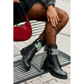 Botas de trabajador aislantes con correa decorativa y hebillas, Viveria negra negro 8