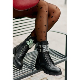 Botas de trabajador aislantes con correa decorativa y hebillas, Viveria negra negro 7