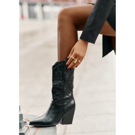 Botas vaqueras aislantes con decoración de tacón alto, Arlitta negra negro 2