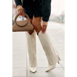 Botas de tacón alto Bellinna beige claro con caña vuelta 3